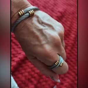 Chic Twisted Wire Bracelet Ring Set  Minimalist Jewelry